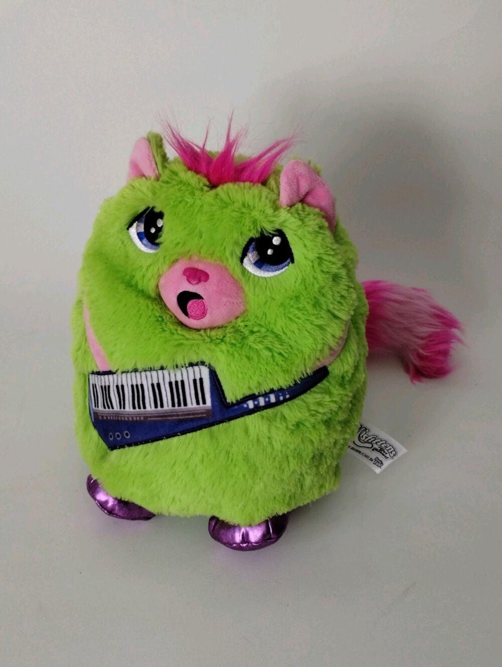 Misfittens Green Keyboard Pink Wild Cat Kitty 9" Stuffed Animal Plush